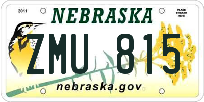 NE license plate ZMU815