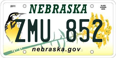NE license plate ZMU852