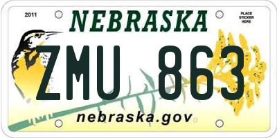 NE license plate ZMU863