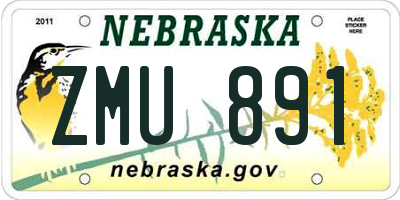 NE license plate ZMU891