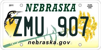 NE license plate ZMU907