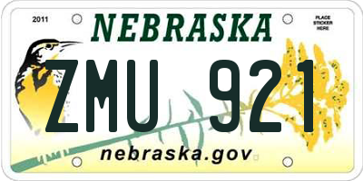 NE license plate ZMU921