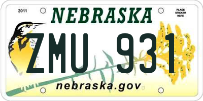 NE license plate ZMU931