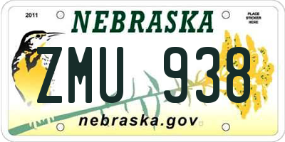 NE license plate ZMU938