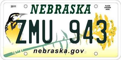 NE license plate ZMU943