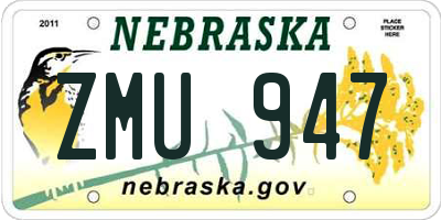 NE license plate ZMU947