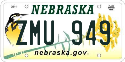 NE license plate ZMU949