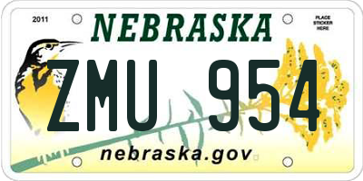 NE license plate ZMU954