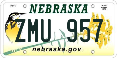 NE license plate ZMU957