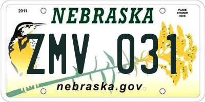 NE license plate ZMV031