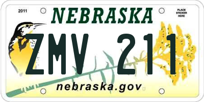 NE license plate ZMV211