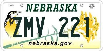 NE license plate ZMV221