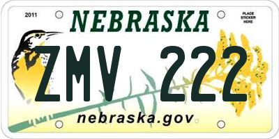 NE license plate ZMV222