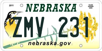 NE license plate ZMV231