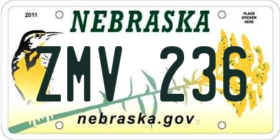 NE license plate ZMV236