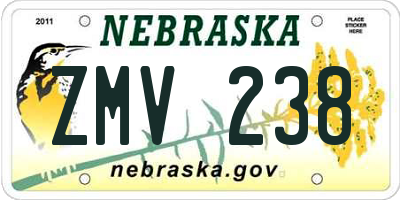 NE license plate ZMV238