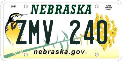 NE license plate ZMV240