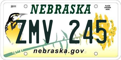 NE license plate ZMV245