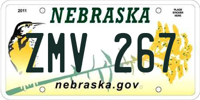 NE license plate ZMV267