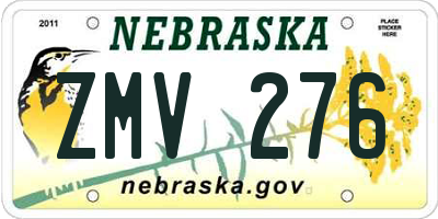 NE license plate ZMV276