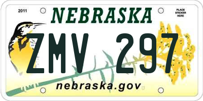 NE license plate ZMV297