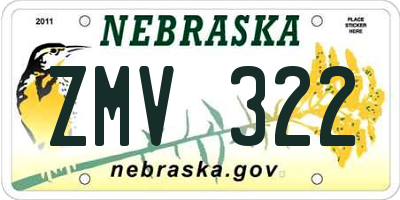 NE license plate ZMV322