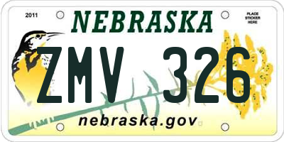 NE license plate ZMV326
