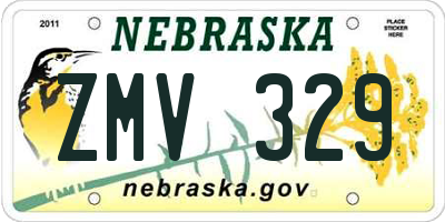 NE license plate ZMV329