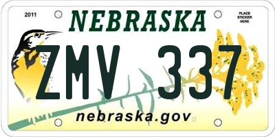 NE license plate ZMV337