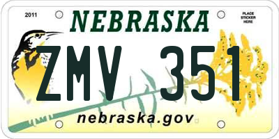 NE license plate ZMV351