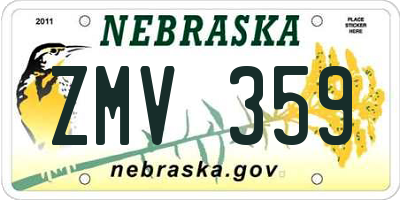 NE license plate ZMV359