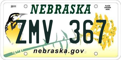 NE license plate ZMV367