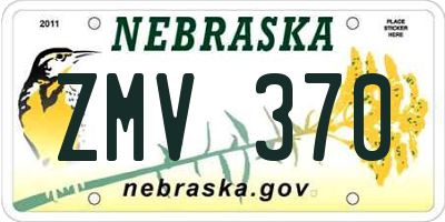 NE license plate ZMV370