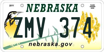 NE license plate ZMV374