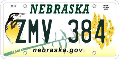 NE license plate ZMV384