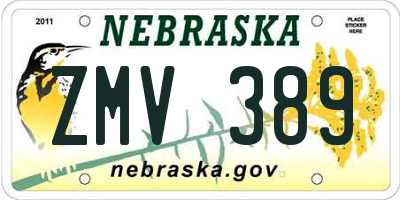 NE license plate ZMV389