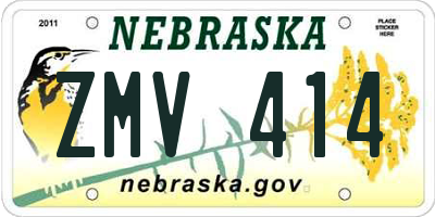 NE license plate ZMV414