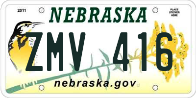 NE license plate ZMV416