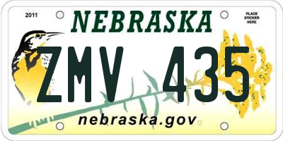 NE license plate ZMV435