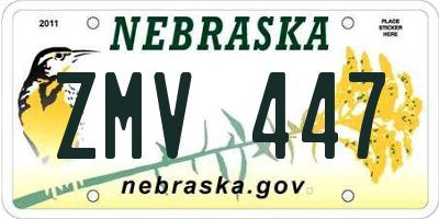 NE license plate ZMV447