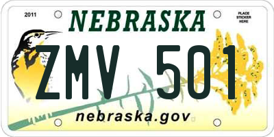 NE license plate ZMV501