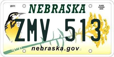 NE license plate ZMV513