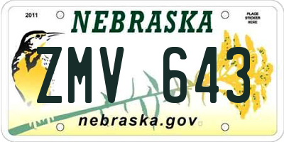 NE license plate ZMV643