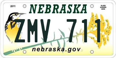 NE license plate ZMV711