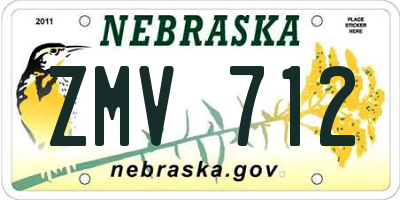 NE license plate ZMV712