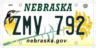 NE license plate ZMV792