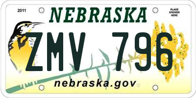 NE license plate ZMV796