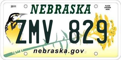 NE license plate ZMV829