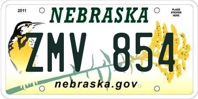 NE license plate ZMV854