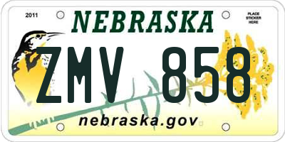 NE license plate ZMV858
